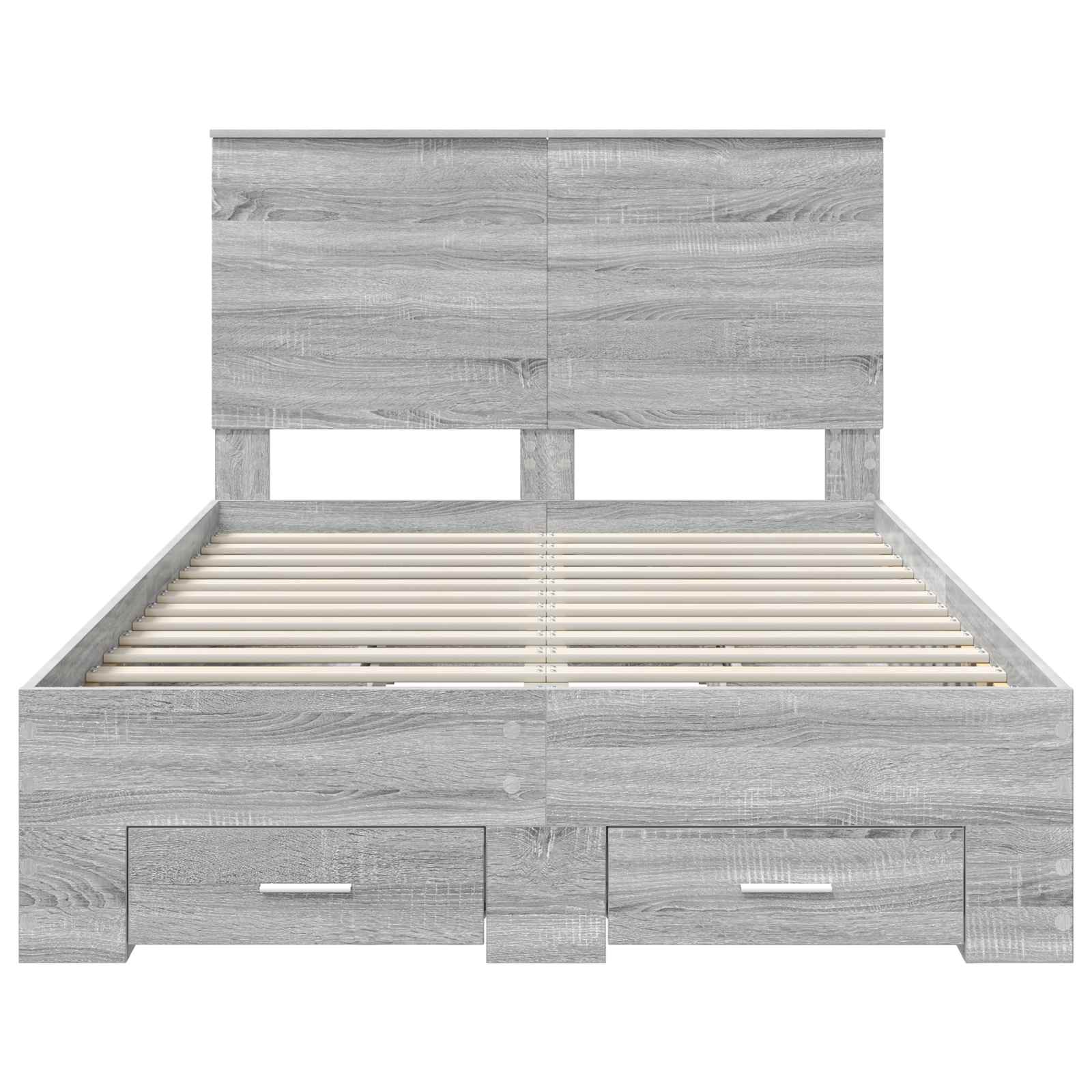 Cadre de lit en panneau de bois gris pour la chambre, 135 × 190 cm - 8
