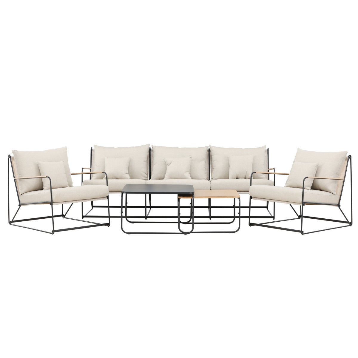 Palazzo zestaw wypoczynkowy 1 sofa, 2 fotele, 2 stoliki kawowe czarne.