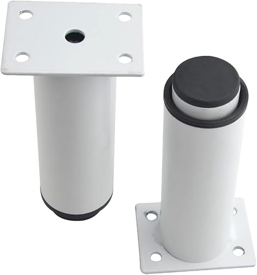 Zestaw 4 regulowanych nóżek meblowych z wytrzymałego metalu (80 mm do 120 mm, kolor biały) do stołu, łóżka, sofy