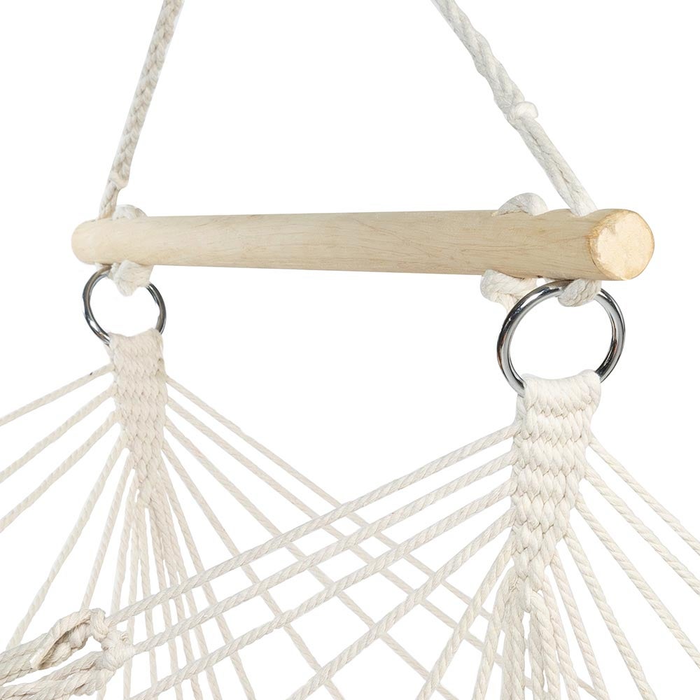 Chaise suspendue hawaïenne en corde tressée blanche avec anneau en métal – Idéale pour le salon, la chambre ou le jardin - 3