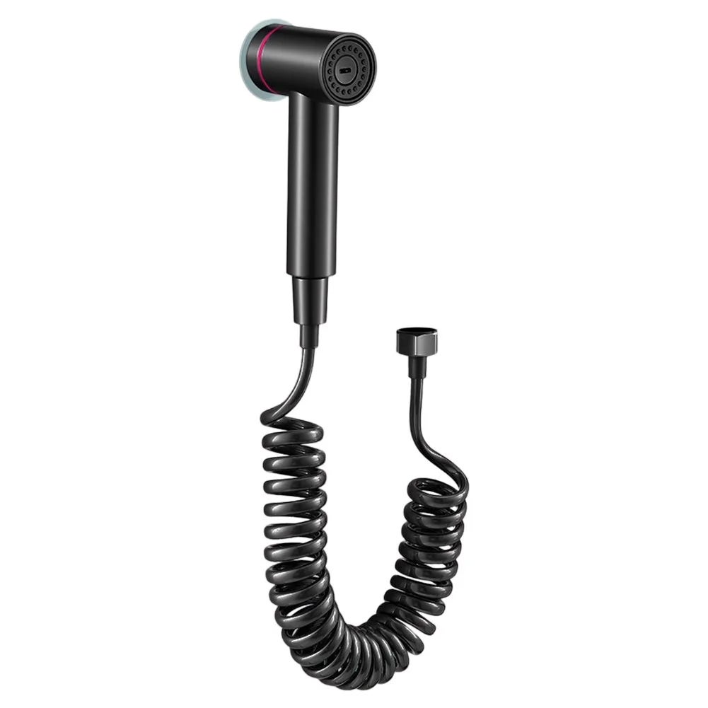 Ręczny zestaw natryskowy WC trzyczęściowy, słuchawka prysznicowa czyszcząca, akcesorium WC, pistolet + podstawa + wąż 2-metrowy, czarny