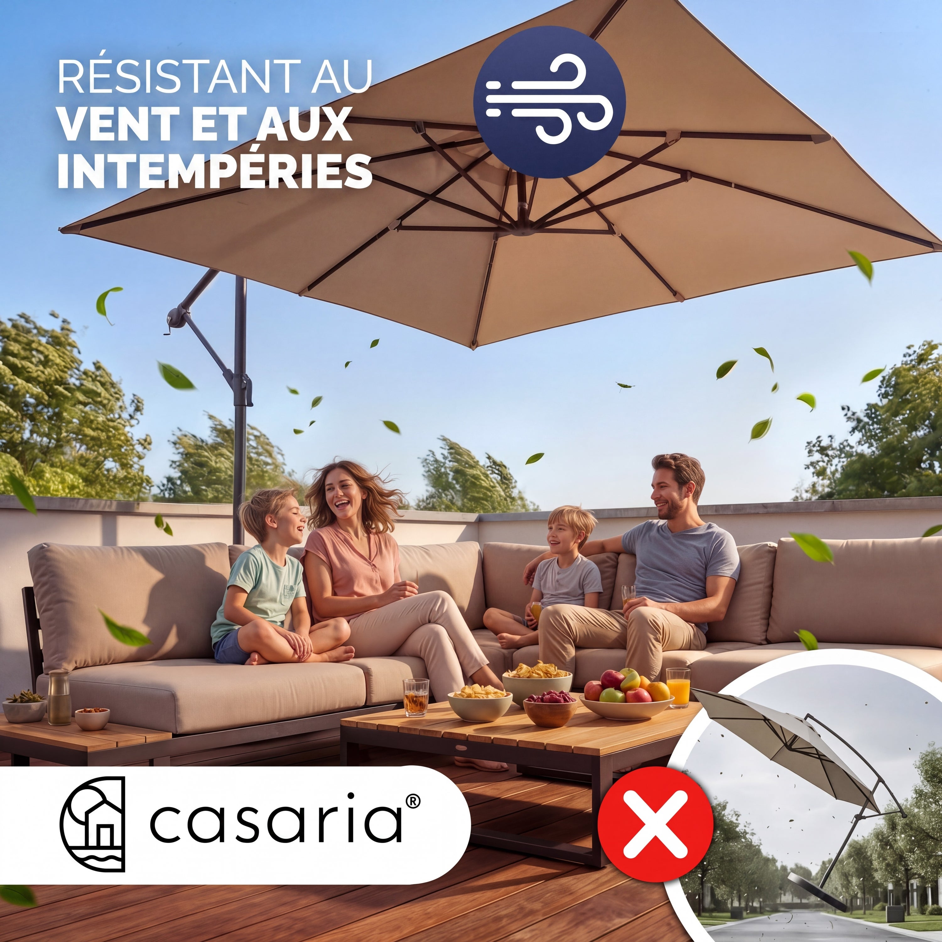 CASARIA® Set de 4 Dalles de Lestage HDPE Parasol avec Pied en croix Base 105x105cm Remplissable 60L Eau ou 80kg de Sable Support de parasol - 5