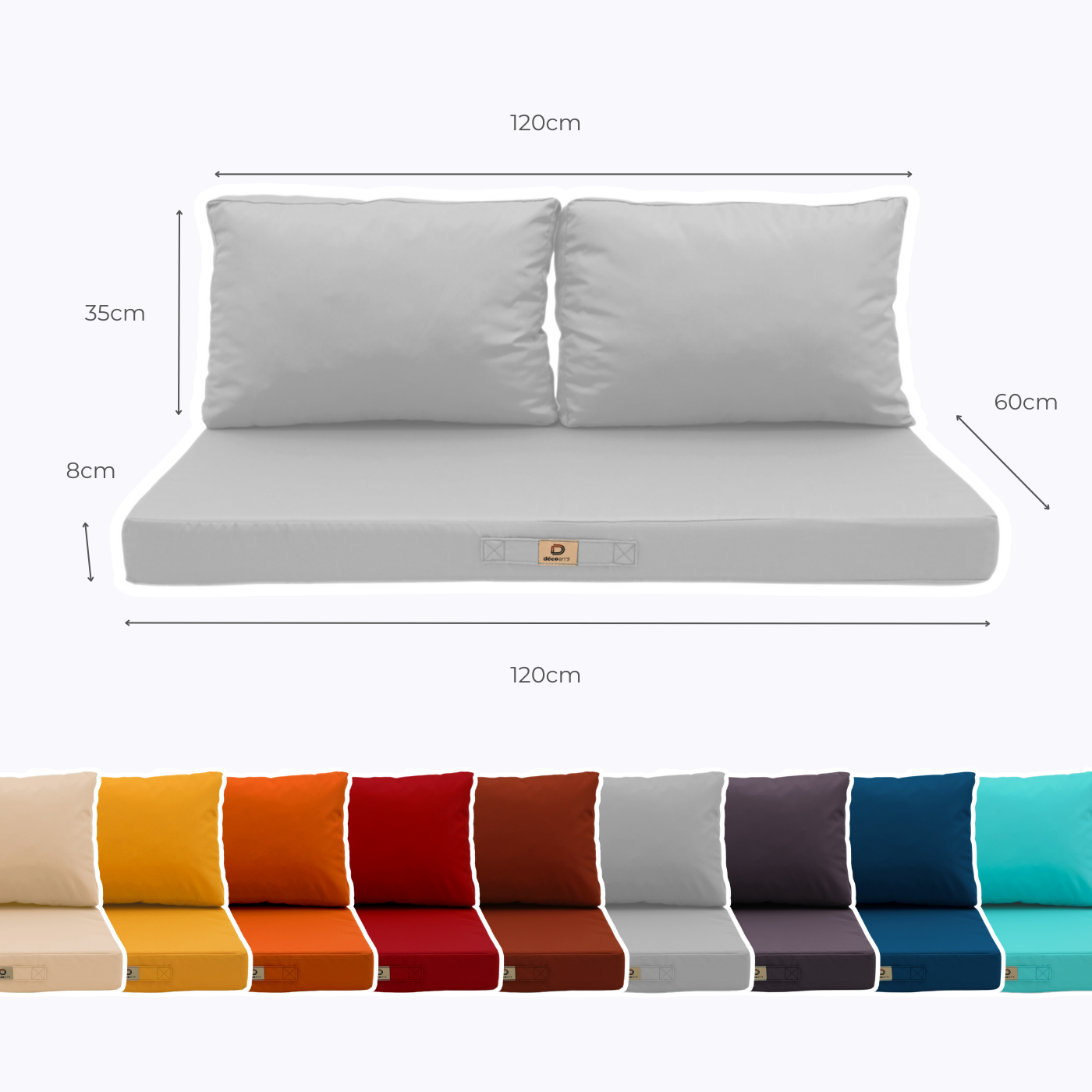 Coussins pour salon de jardin déhoussable 120x60cm Gris galet - 5