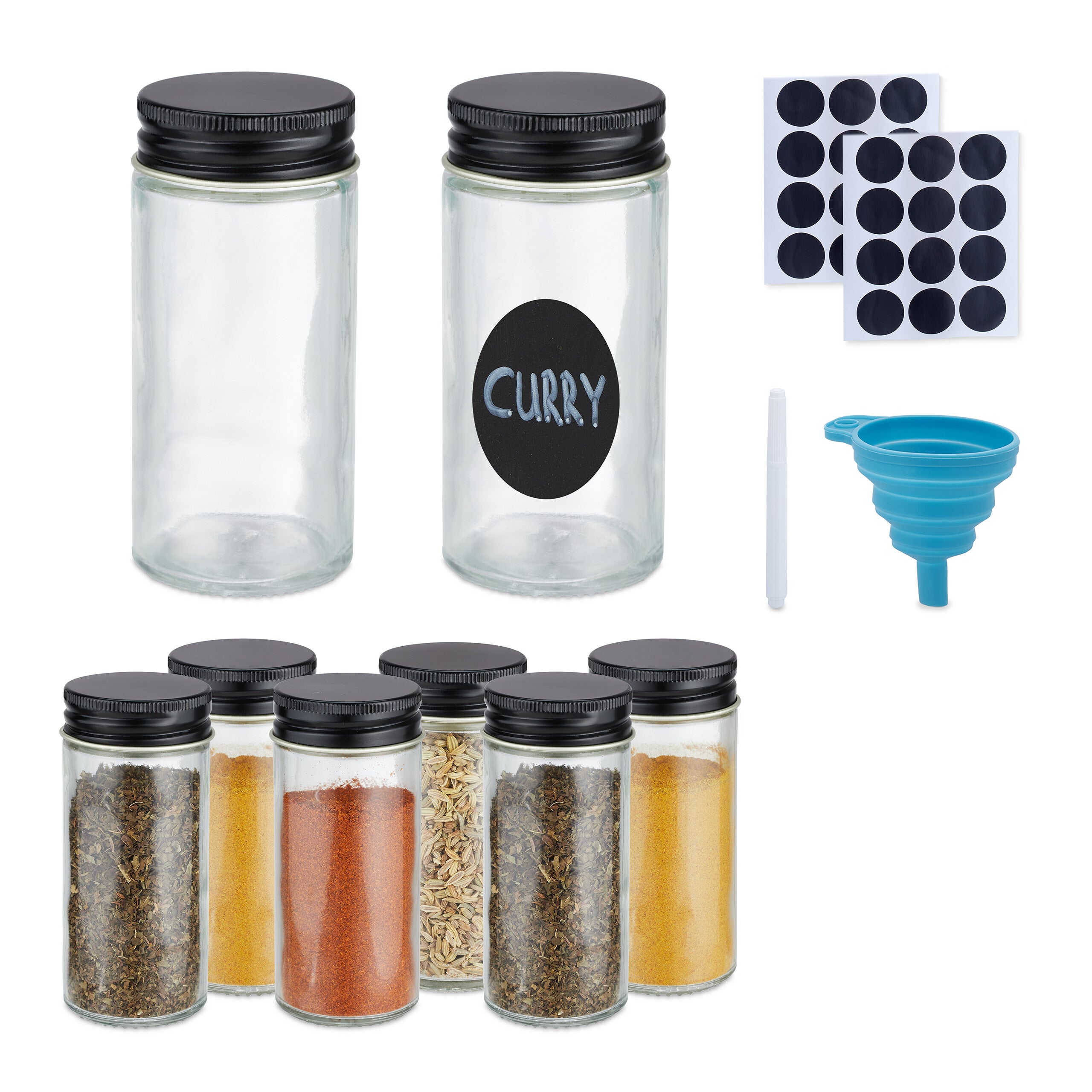 6 Barattoli per Spezie Con Inserto per Spargimento, Portaspezie in Acciaio Inox, Mini Spargitore, Contenitore e Organizzatore per Spezie