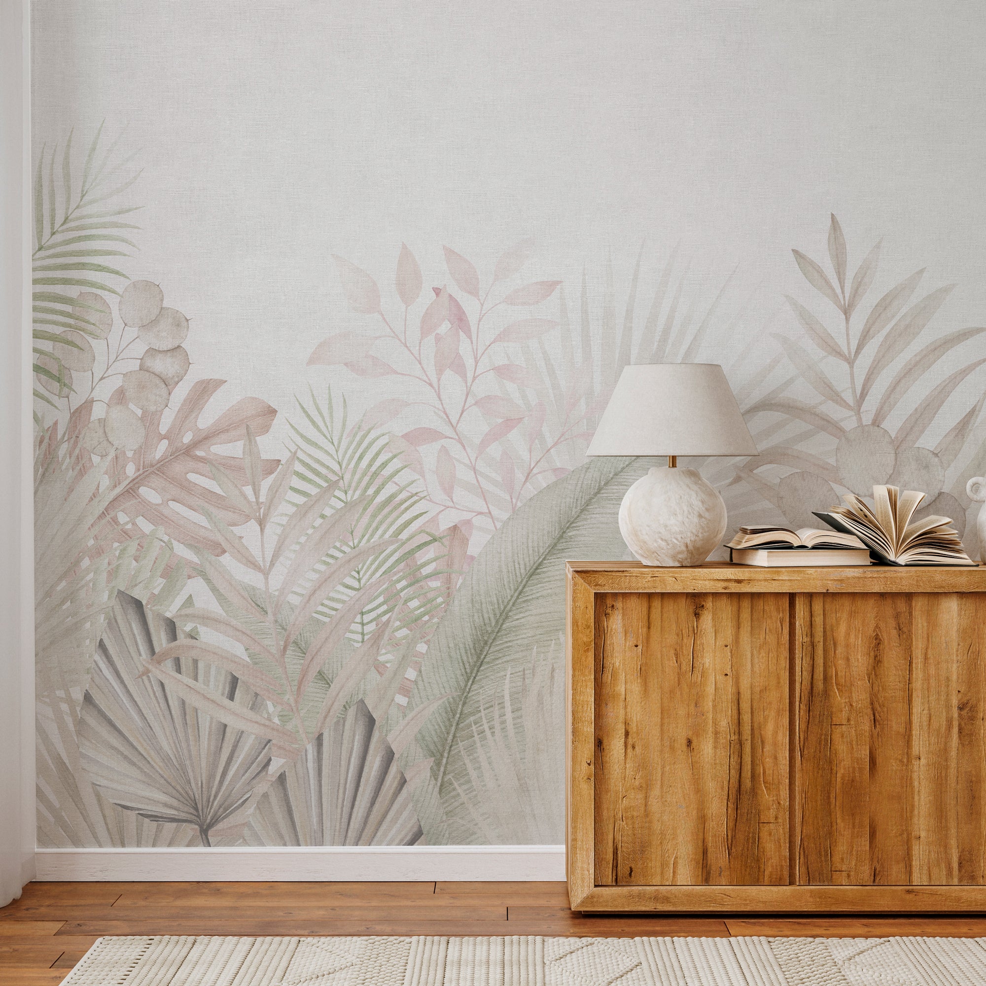 Mural vinílico autoadhesivo,texturizado, impermeable y con tintas ecológicas. tropic calm color 385x260