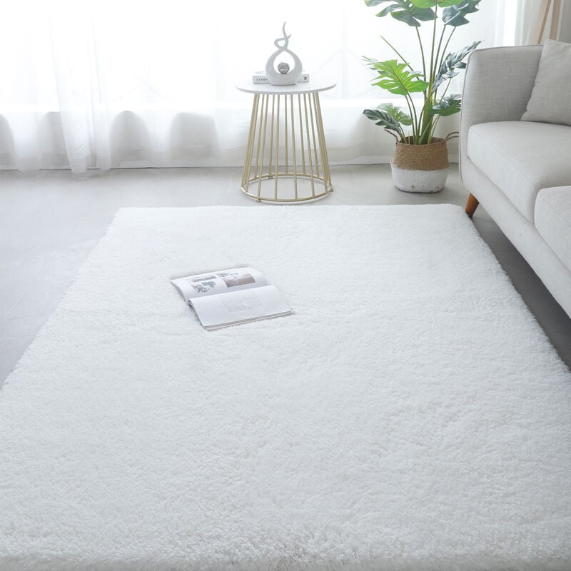 WUXXIANG Tapis Chambre 120 x 115 cm Doux Moelleux, Élégant, Antidérapant, Moderne, à Poils Longs, Facile à Entretenir Tapis de Canapé pour Salon Chambre, Cuisine, Bureau, Couloir, ‎Marron