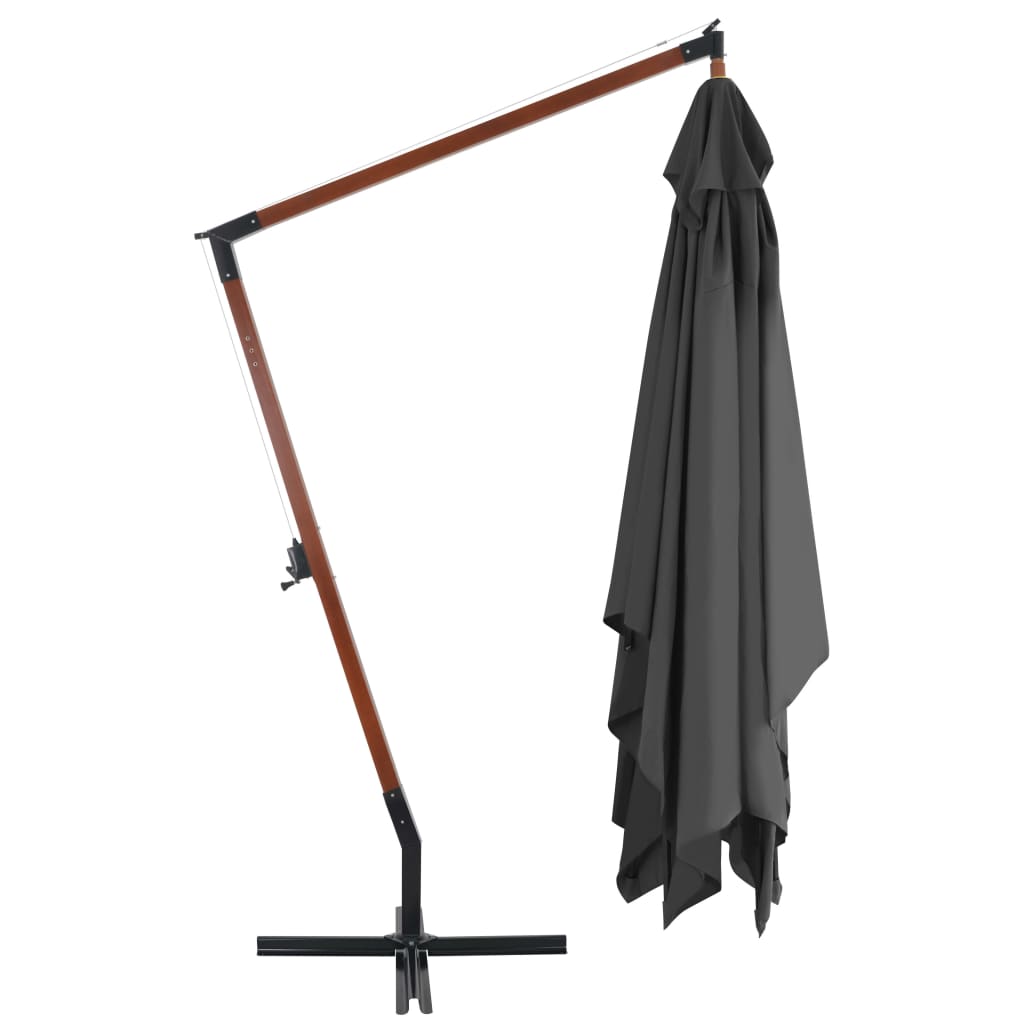 Parasol en porte-à-faux avec mât en bois 400x300 Anthracite - 4