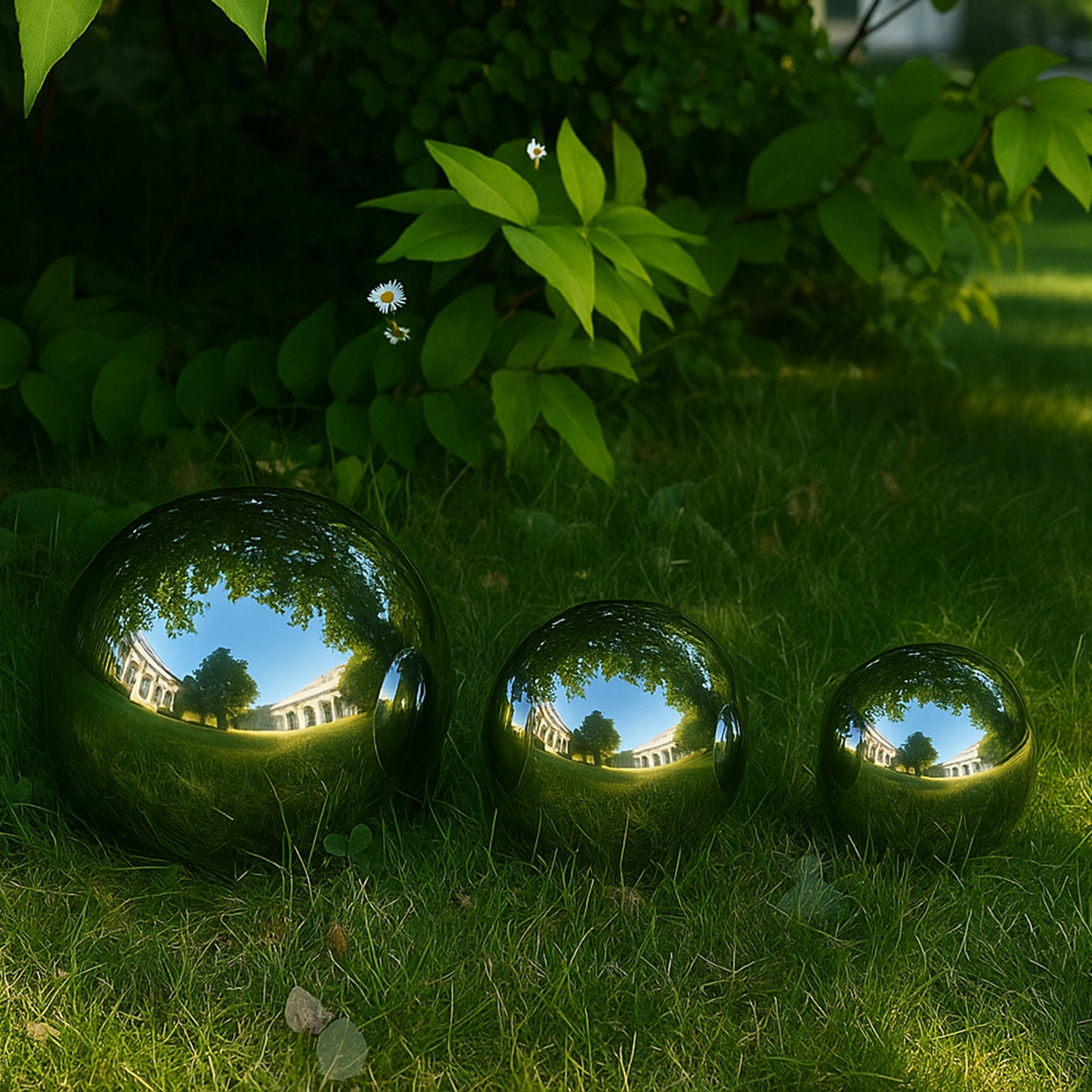 Köhko zestaw 3 polerowanych kul ogrodowych wykonanych z wysokiej jakości stali nierdzewnej 8, 10 i 15 cm kule dekoracyjne