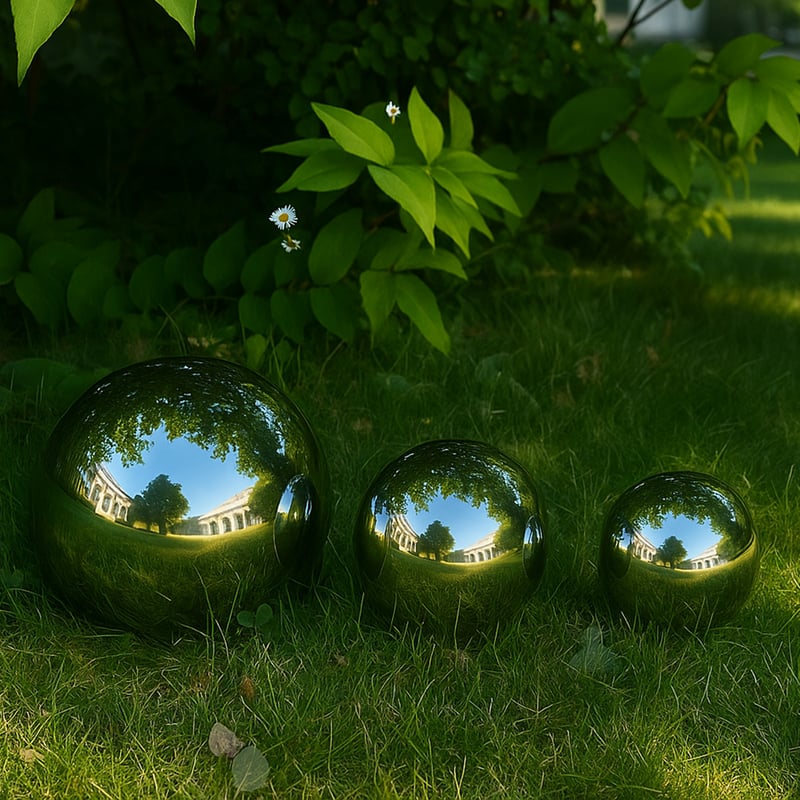 Köhko zestaw 3 polerowanych kul ogrodowych wykonanych z wysokiej jakości stali nierdzewnej 8, 10 i 15 cm kule dekoracyjne