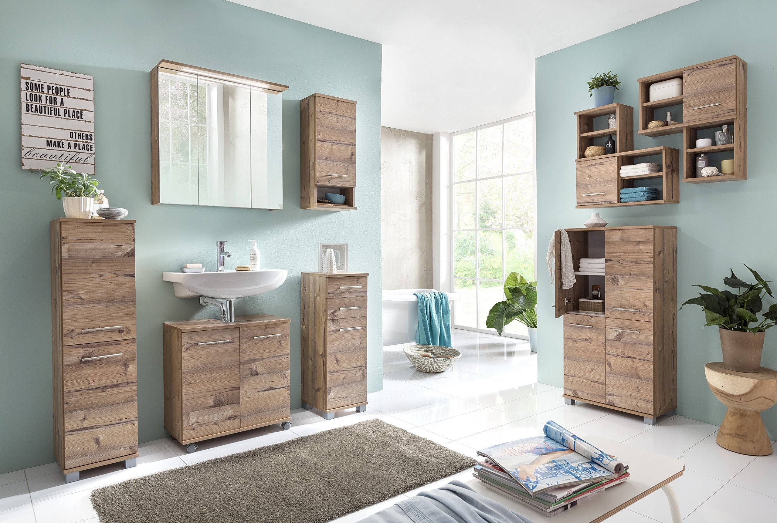 Schildmeyer Mobile Base 119969 Isola, 30x32,5x88 cm, Decoro Abete Rosso Argento - 2