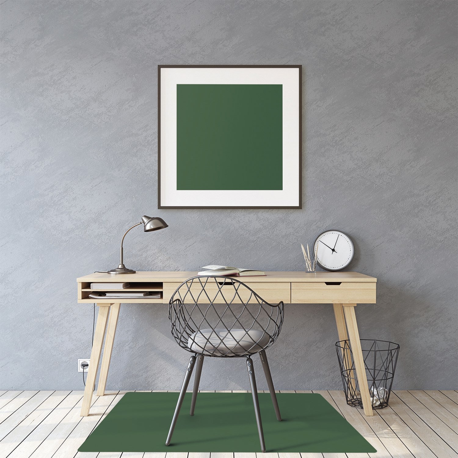Mata pod krzesło biurowe, Pojedynczy kolor liściasta ściana 100x70 cm naturalna – Tulup - 3
