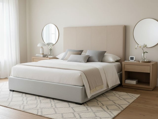 Cabecero tapizado en tela columnas 200X120x 6 cm grosor IKON SLEEP beige