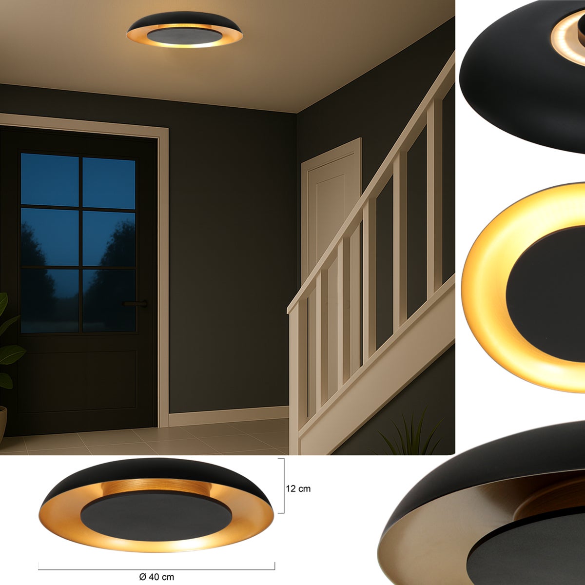 Steinhauer - plafoniera - Golden Veil - nero - metallo - Ø 40cm - LED - 4331ZW - 4