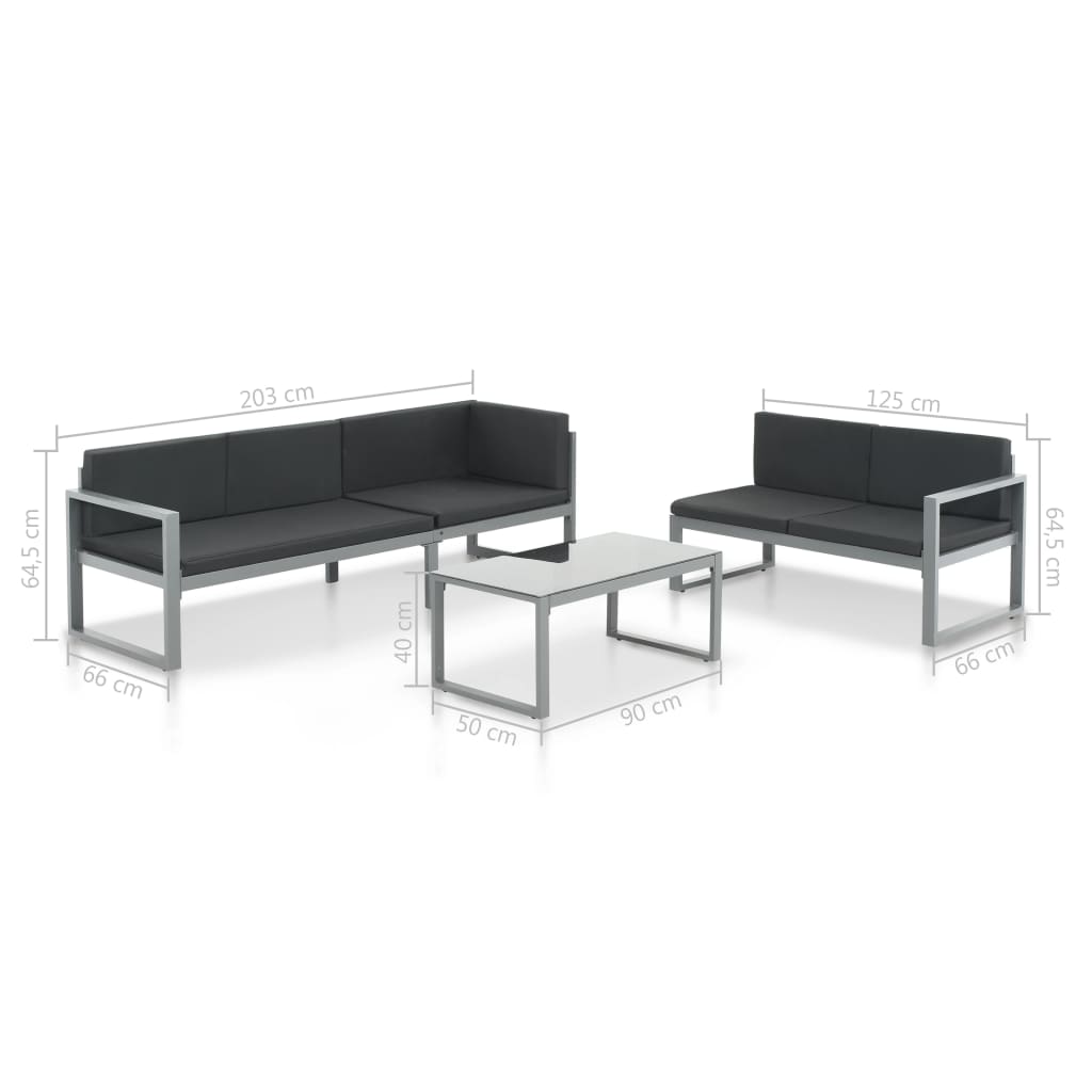 Maison Exclusive - Set Divani da Giardino 3 pz con Cuscini in Alluminio Nero - 5