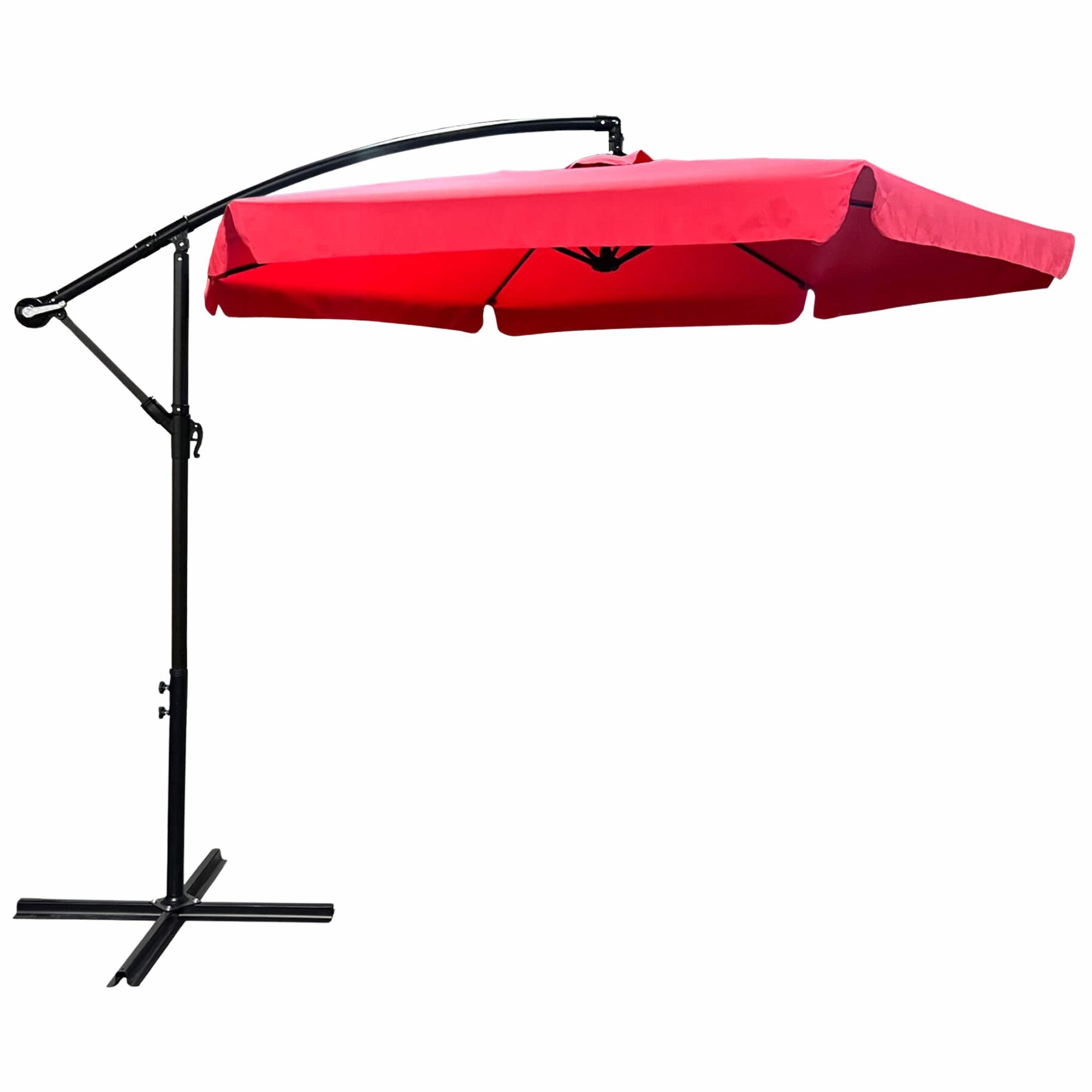 Wodoodporny parasol ogrodowy i tarasowy CYNIA w kolorze czerwonym waga 11,7 kg wymiary 300x300x245 cm