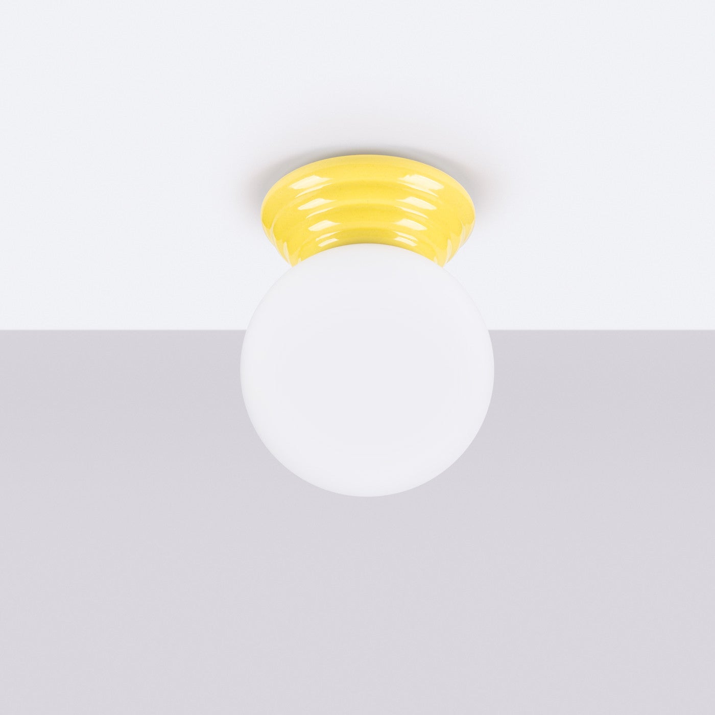 Lampa sufitowa ceramiczna szkliwiona ZORI żółto-biała 1xG9x8W ceramika / gips wym:12x12x16cm IP44 Sollux Lighting - 3