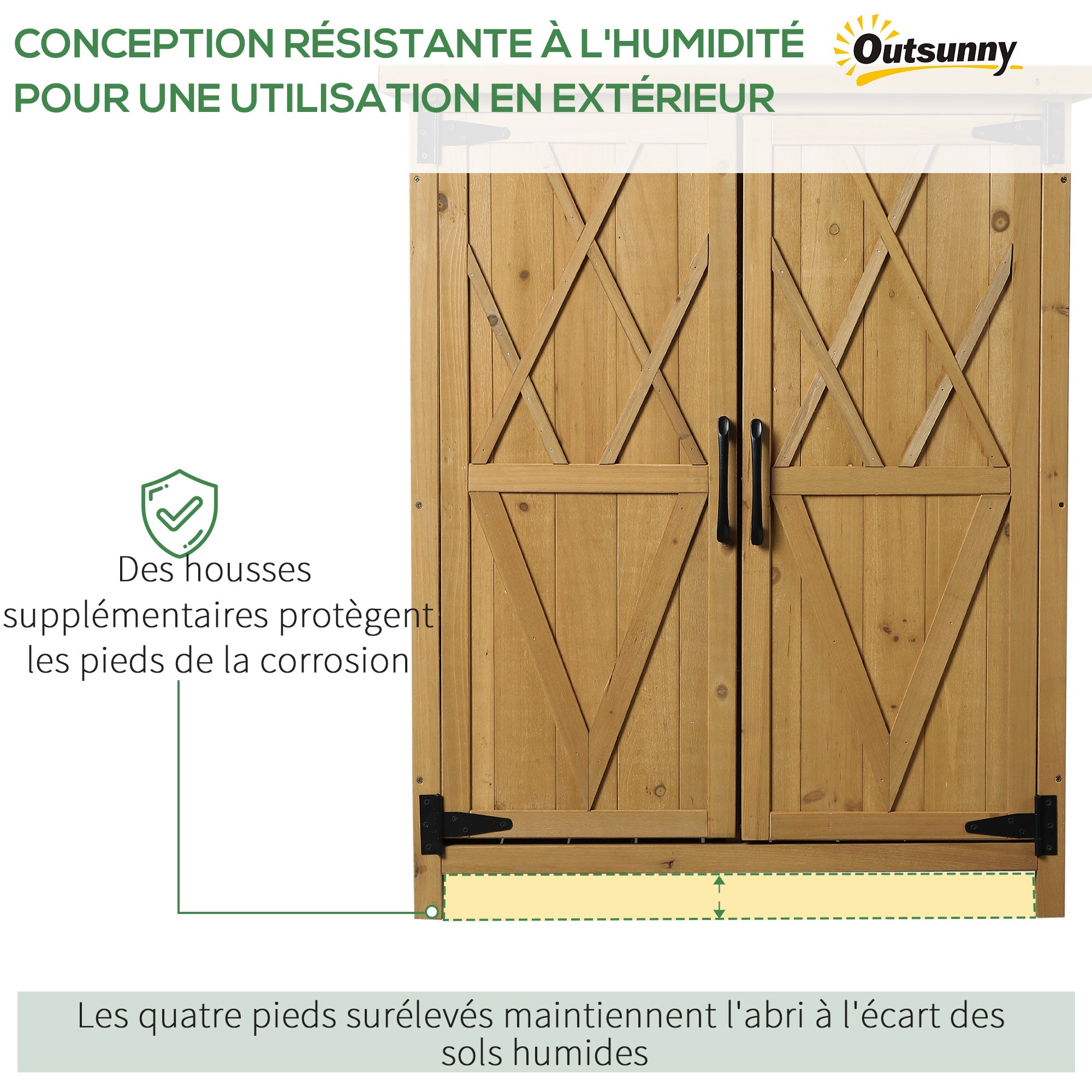 Armoire de jardin en sapin jaune Outsunny - 6