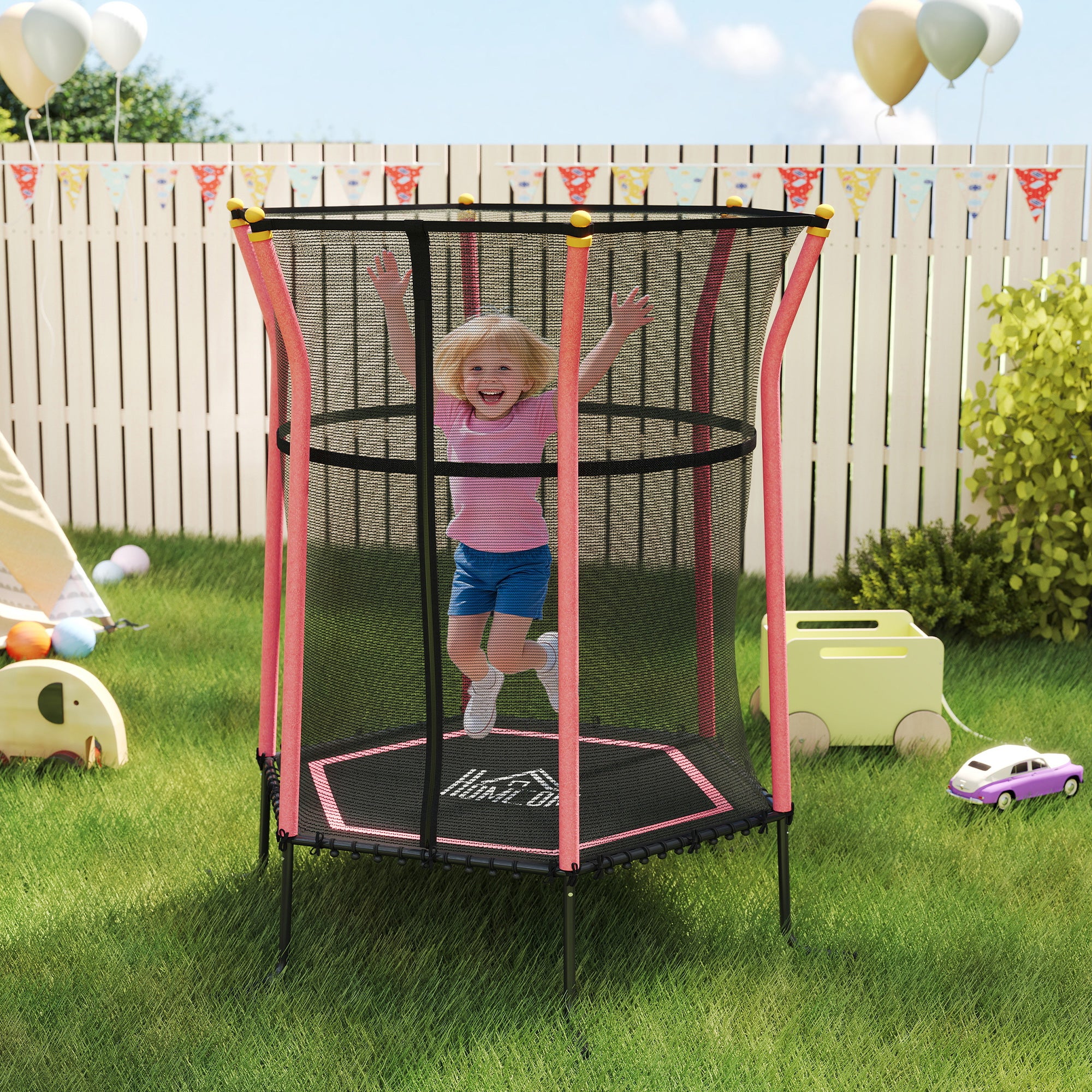 Trampoline pour enfants entrée zippée et poteaux 122 x 111 x 190 cm ...