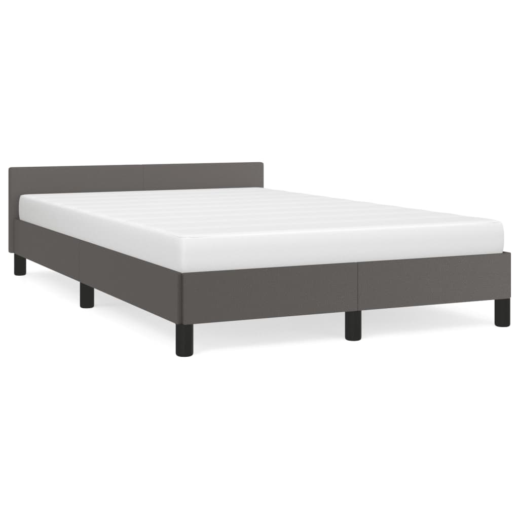 Cadre de lit sans matelas gris en similicuir, pour la chambre, 120 × 190 cm - 2