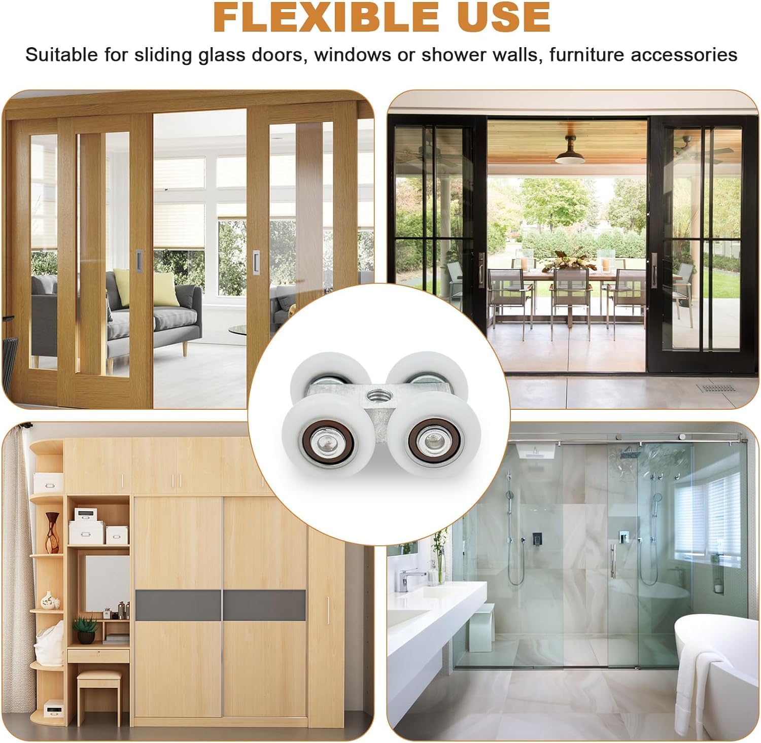 Lot de 2 roulettes de rechange pour porte de douche 23 mm de diamètre - 5