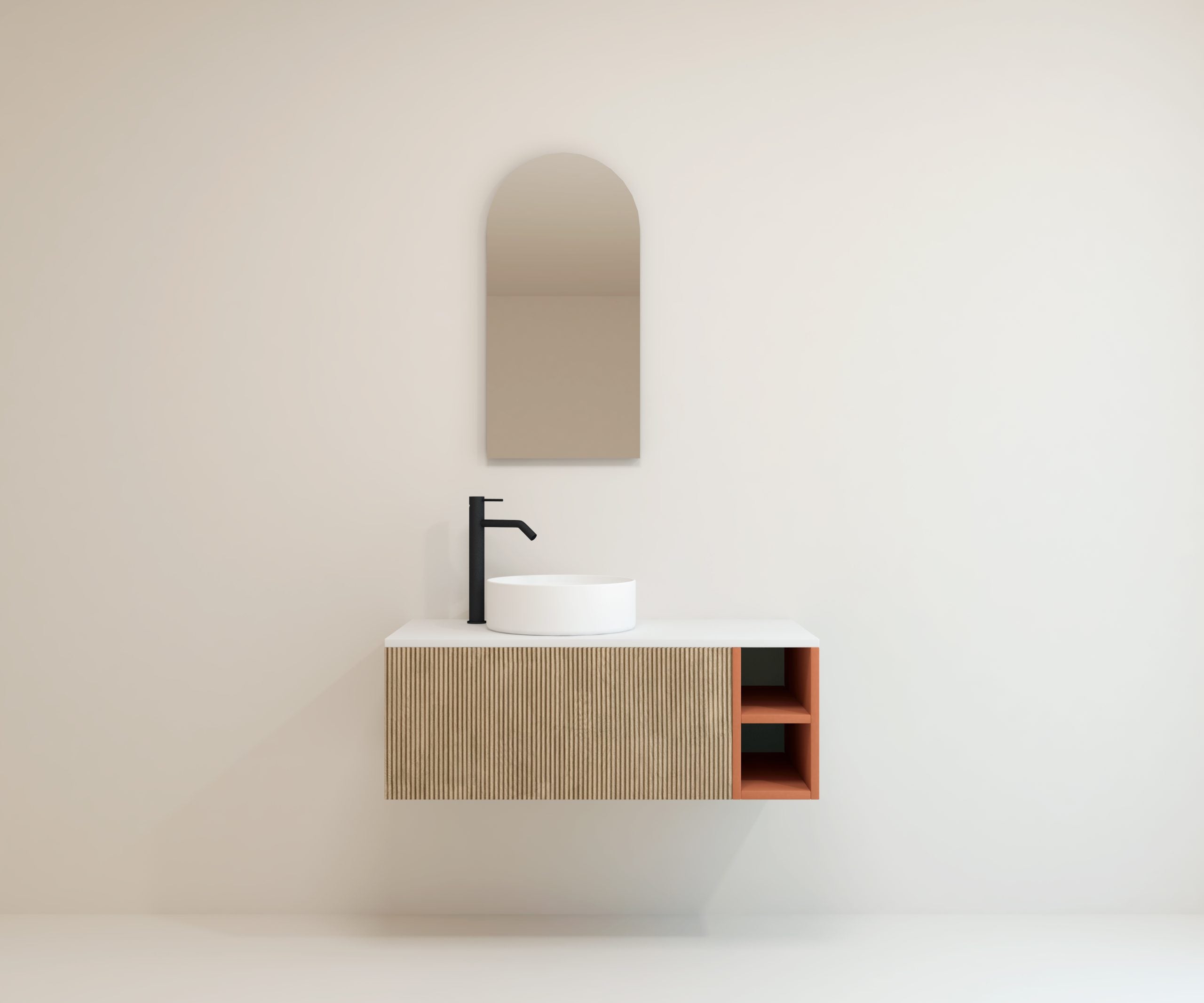 Ensemble de meubles de salle de bain Avantarea CHALAIN, terre cuite, 100 cm + vasque Miroir Alma - 4