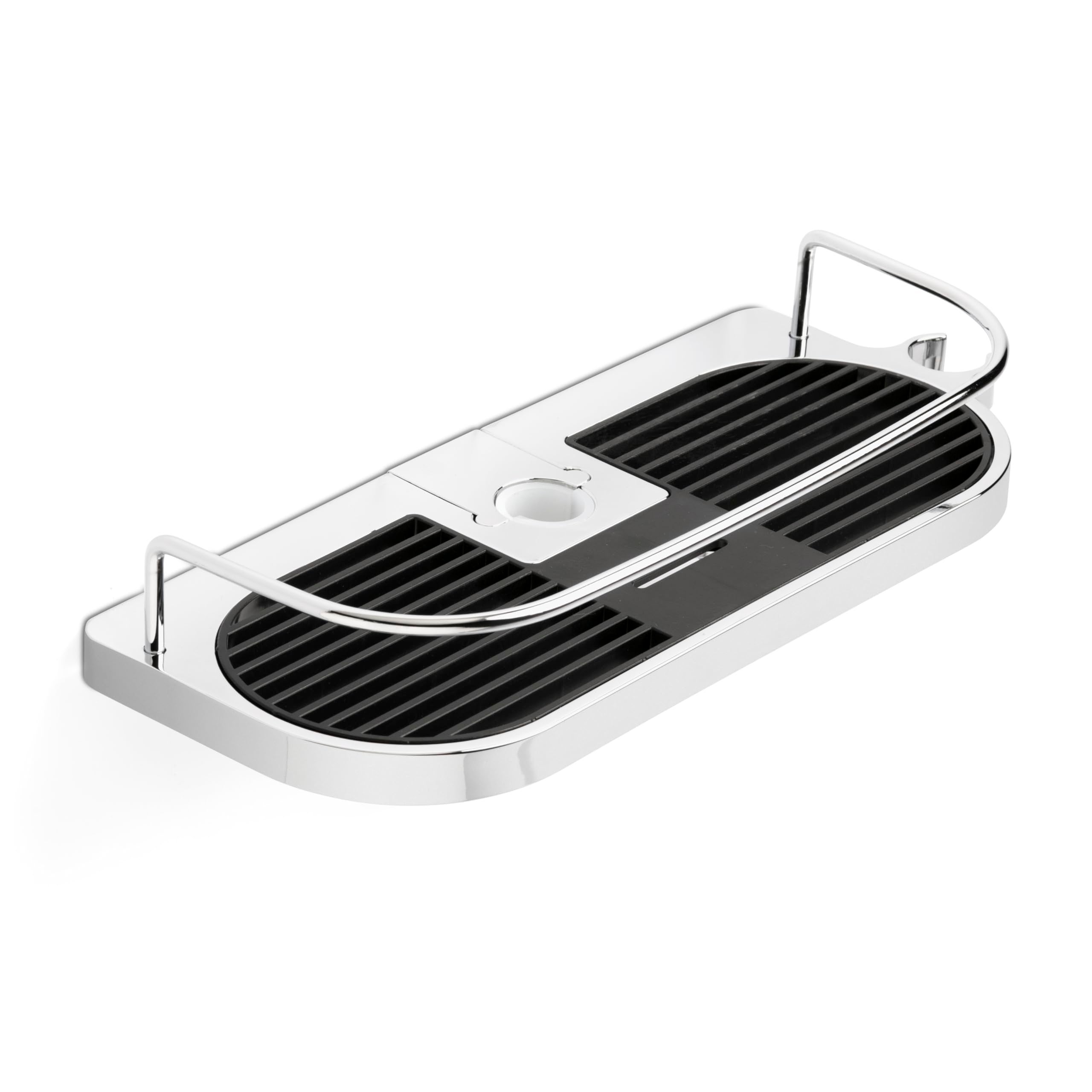 TATAY Porte-Douche Suspendu Aluminium | Anti-humidité Et Anticorrosion | Supporte 8 Kg | Montage Facile Sans Perçage | Design Moderne | Panier De Douche à Drainage Rapide | 28 X 12,8 X 38,5 Cm – Noir