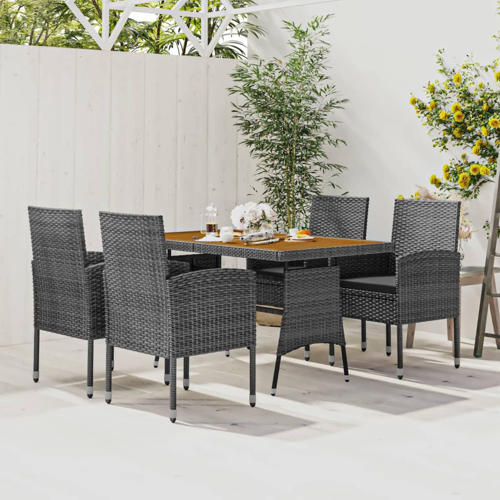 Ensemble Salon De Jardin 7 Pièces - Table Et 6 Chaises En Résine Tressée Noir - Coussins Inclus - Pour Terrasse Et Patio