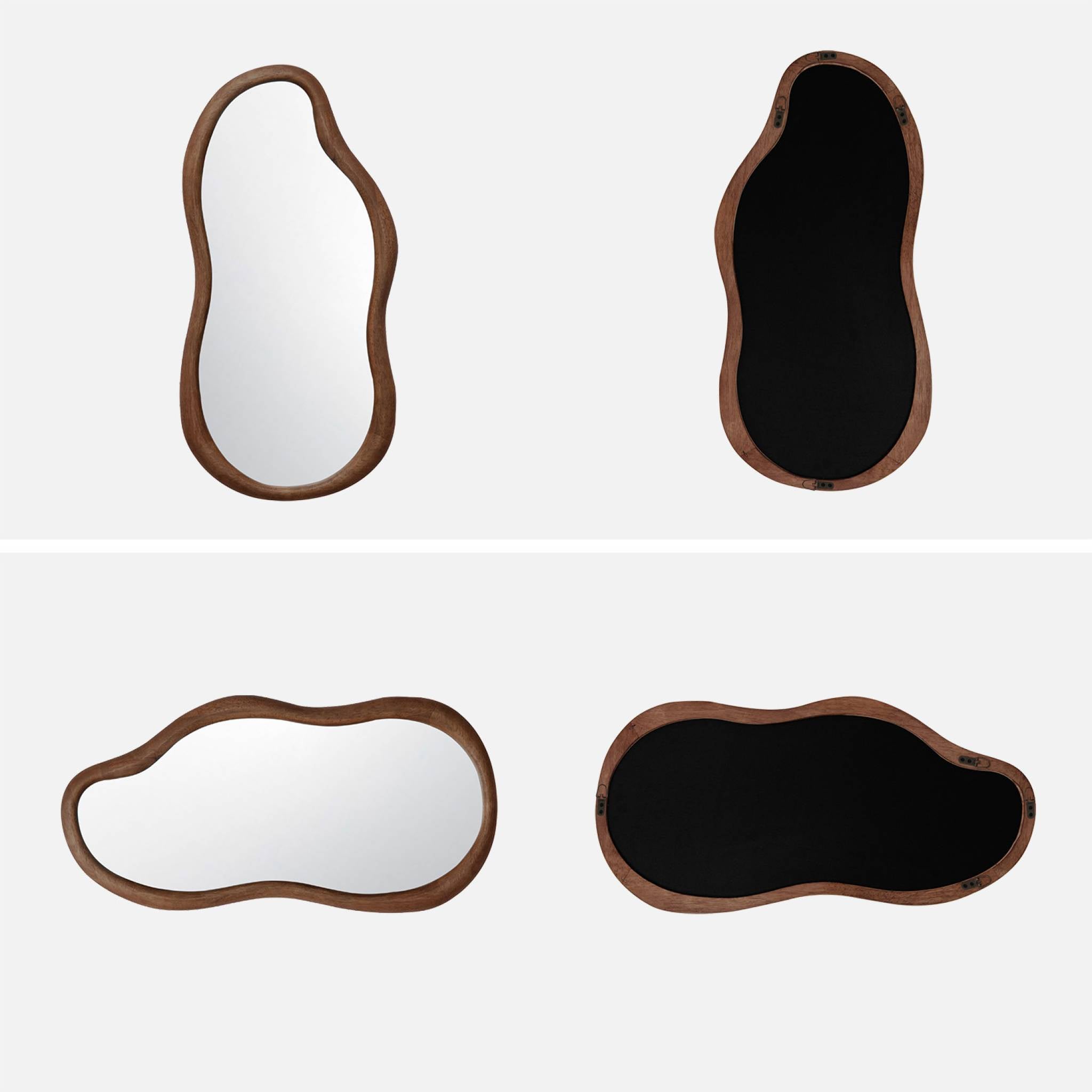 Miroir organique AUSTIN en bois d'hévéa. couleur noyer. 70 cm AUSTIN - 4