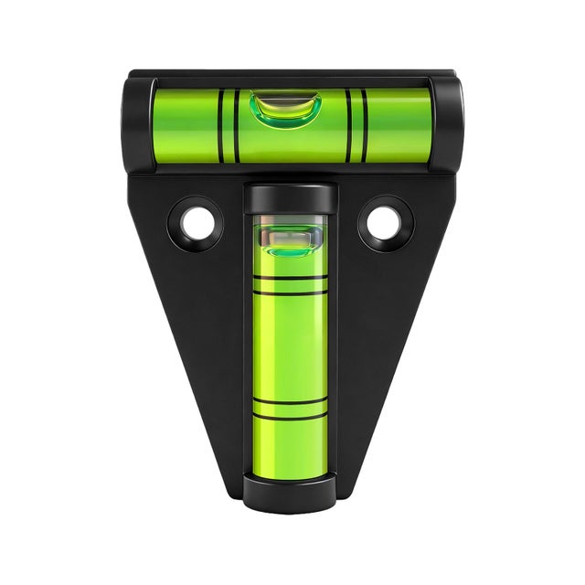 Nivel de burbuja magnético mini en forma de T, 5,8 x 4,3 cm, 3 ampollas 0°/45°/90°, ligero, antideslizante e impermeable, negro..