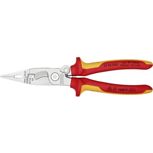 Knipex Pince universelle chromée, isolées avec gaines bi-matière, homologuées VDE ; avec œillet Knipex Pince universelle chromée, isolées avec gaines bi-matière, homologuées VDE ; avec œillet