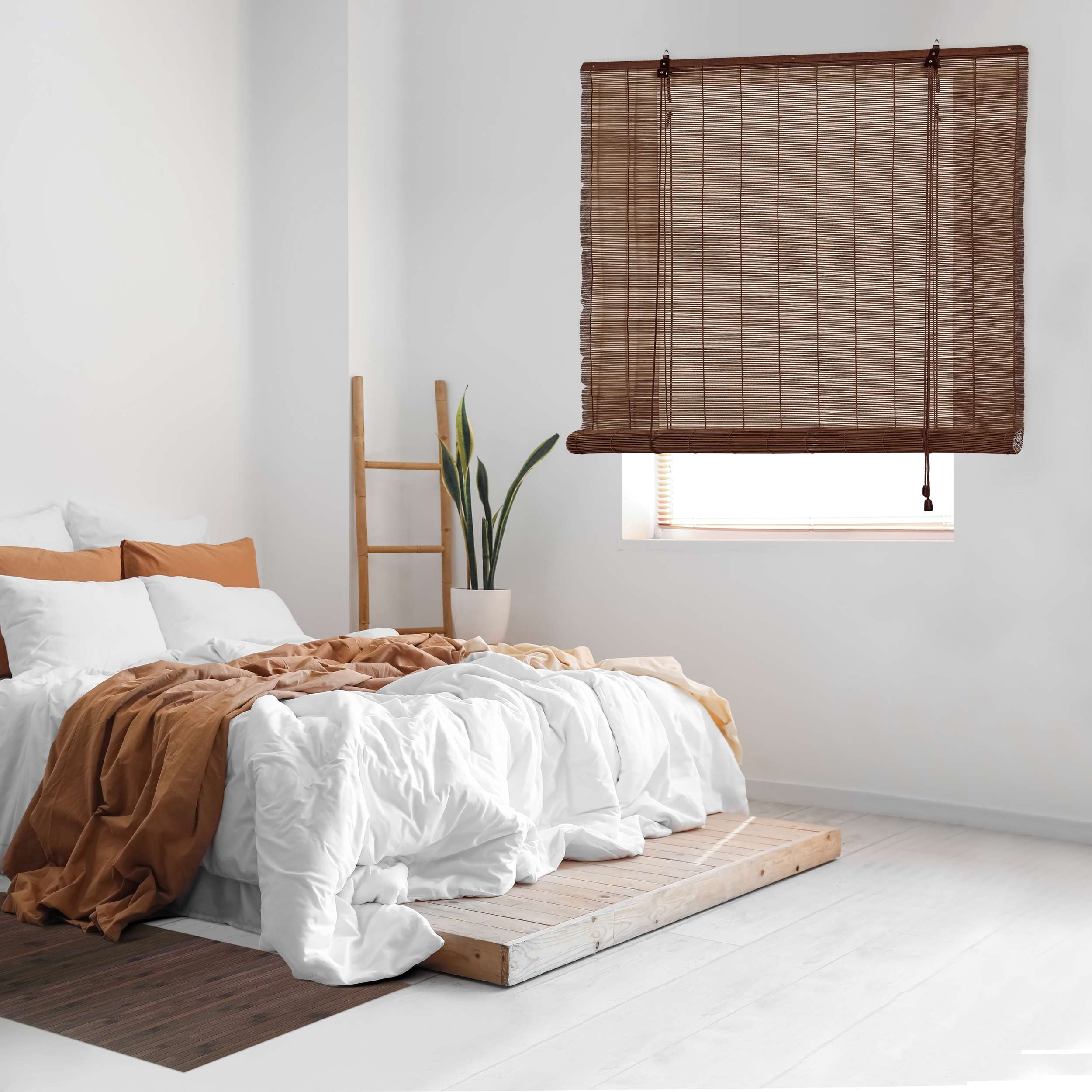 Estore de rolo de rolo de bambu, cortina de rolo de bambu natural castanho escuro interior e exterior, 120 x 175 cm - 2