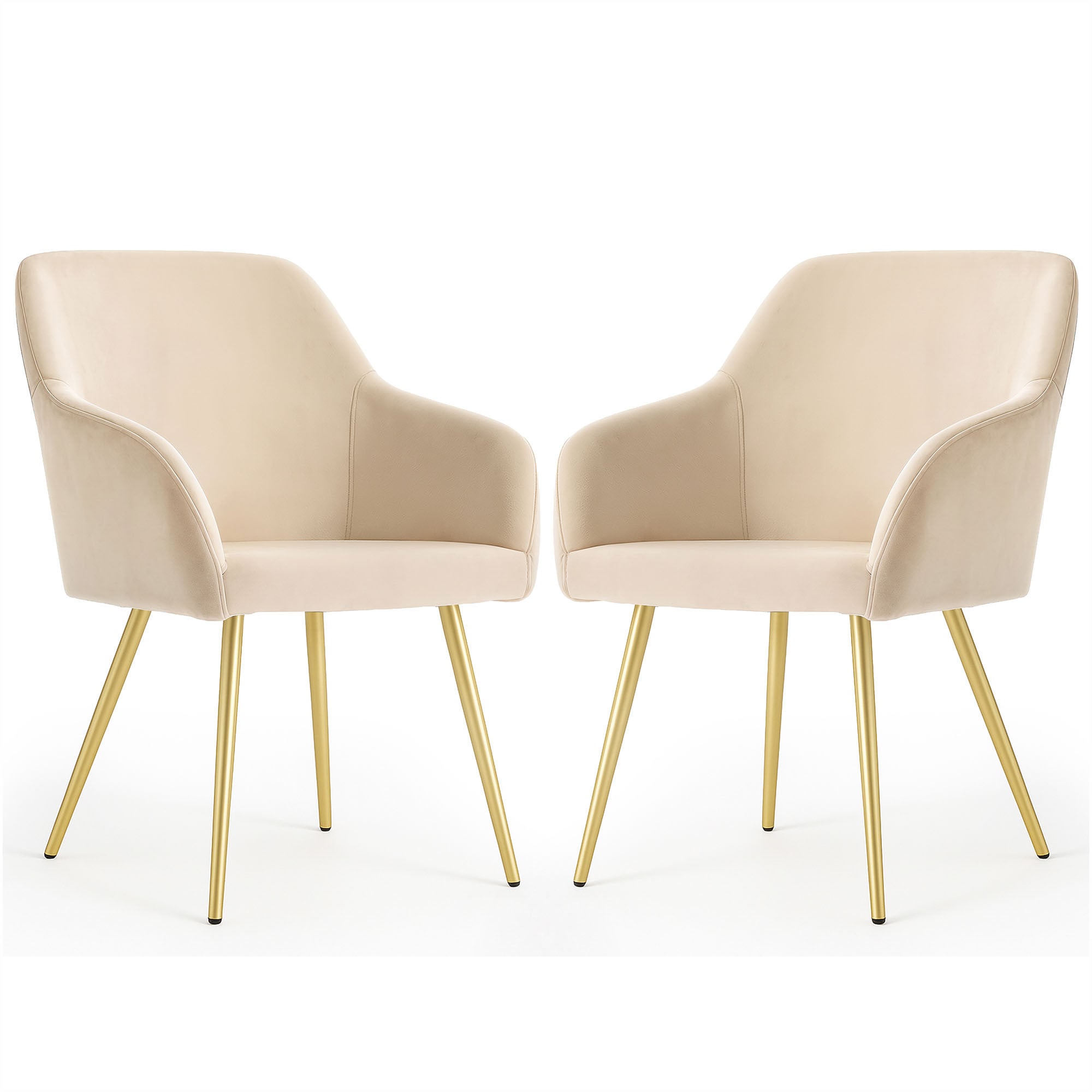 2x Welurowe krzesło tapicerowane gładkie Beżowe ESTELLE Złote nogi