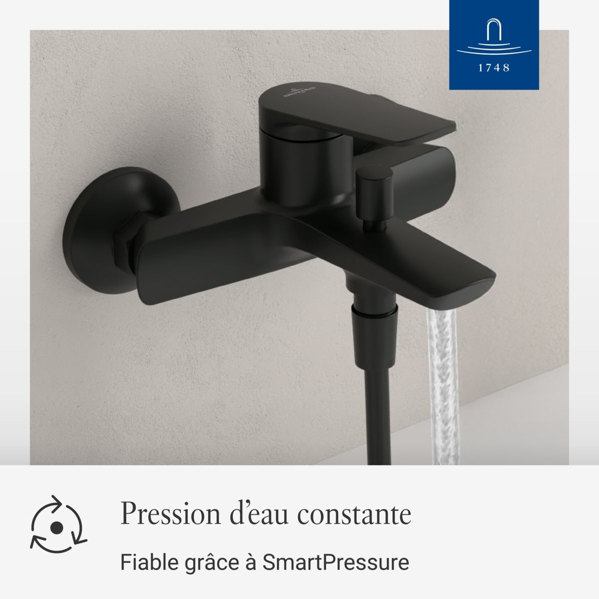 Villeroy & Boch - Oasis Mitigeur Douche/Baignoire Mural Noir Mat. Inverseur et Régulateur de Jet. Anti-retour. Durable - 4