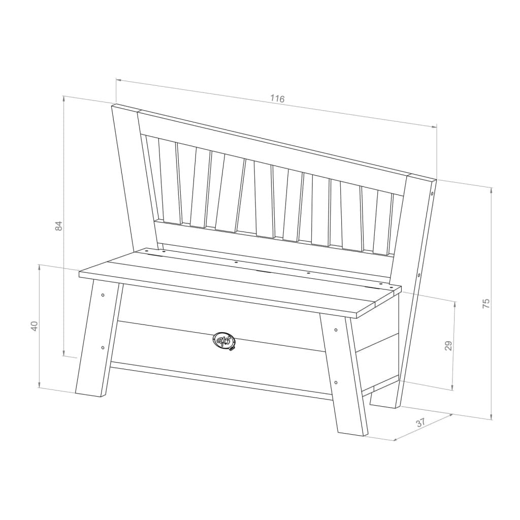 AXI Corky Panca per bambini in grigio e bianco | Panca di legno per bambini con spazio di stoccaggio | 116x37x84 cm - 9