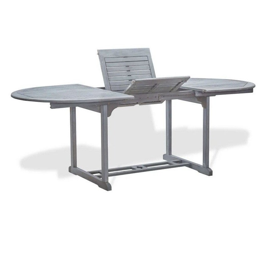 Table de jardin ovale extensible acacia massif gris Alline - 5