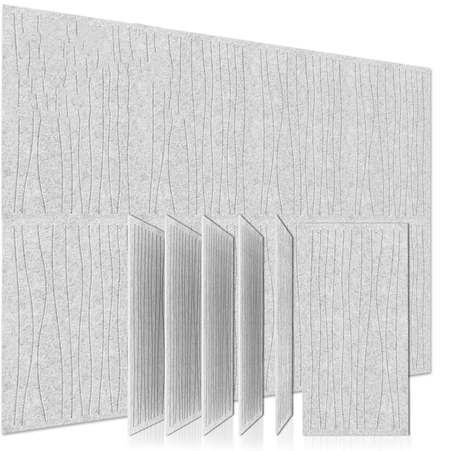6 samoprzylepnych paneli dźwiękochłonnych, samoprzylepna tapeta dźwiękochłonna w kształty i paski, srebrnoszara, 30*60 cm