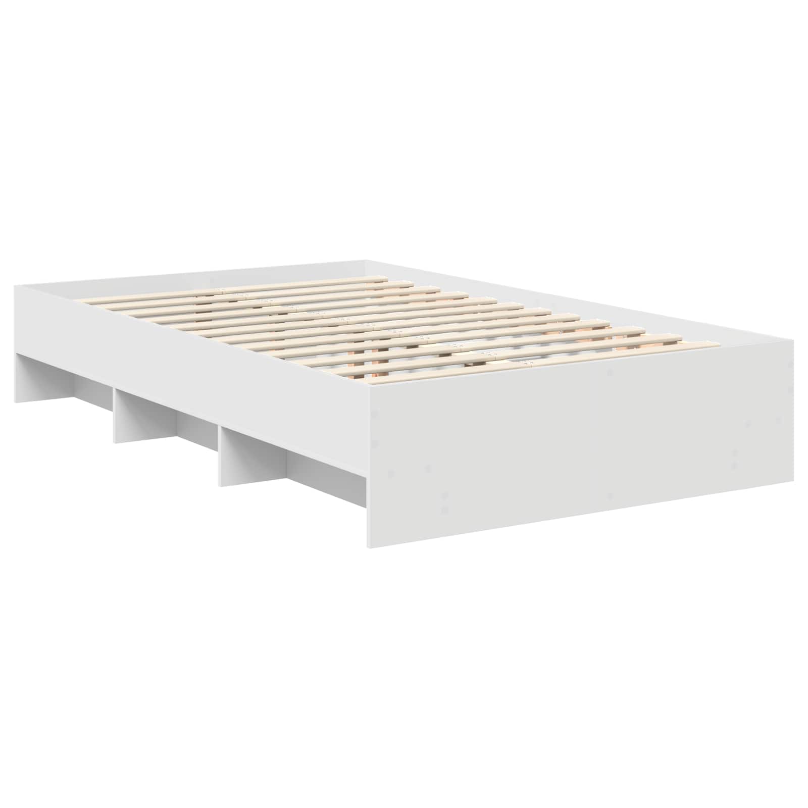 Cadre de lit blanc 120 x 123 cm en panneau de bois - 5