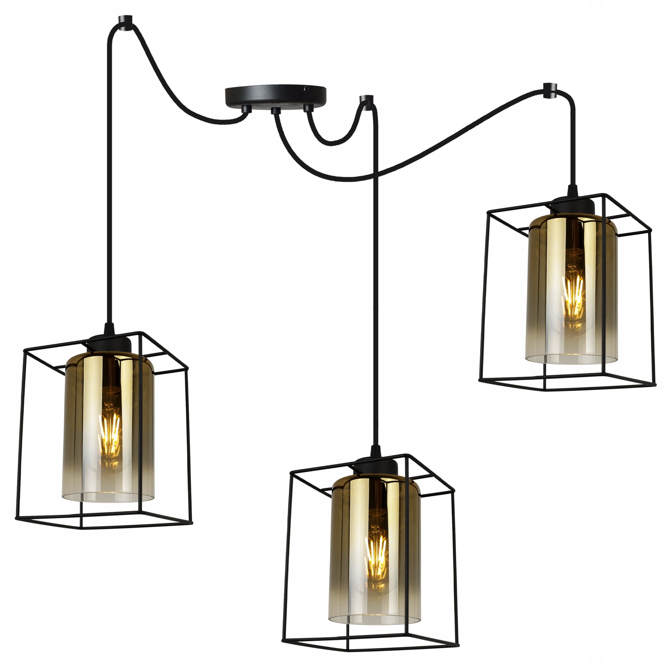 Lampa sufitowa wisząca modern Spider Hella Cage 3xE27 klosz kwadratowy złoty Light Home LH