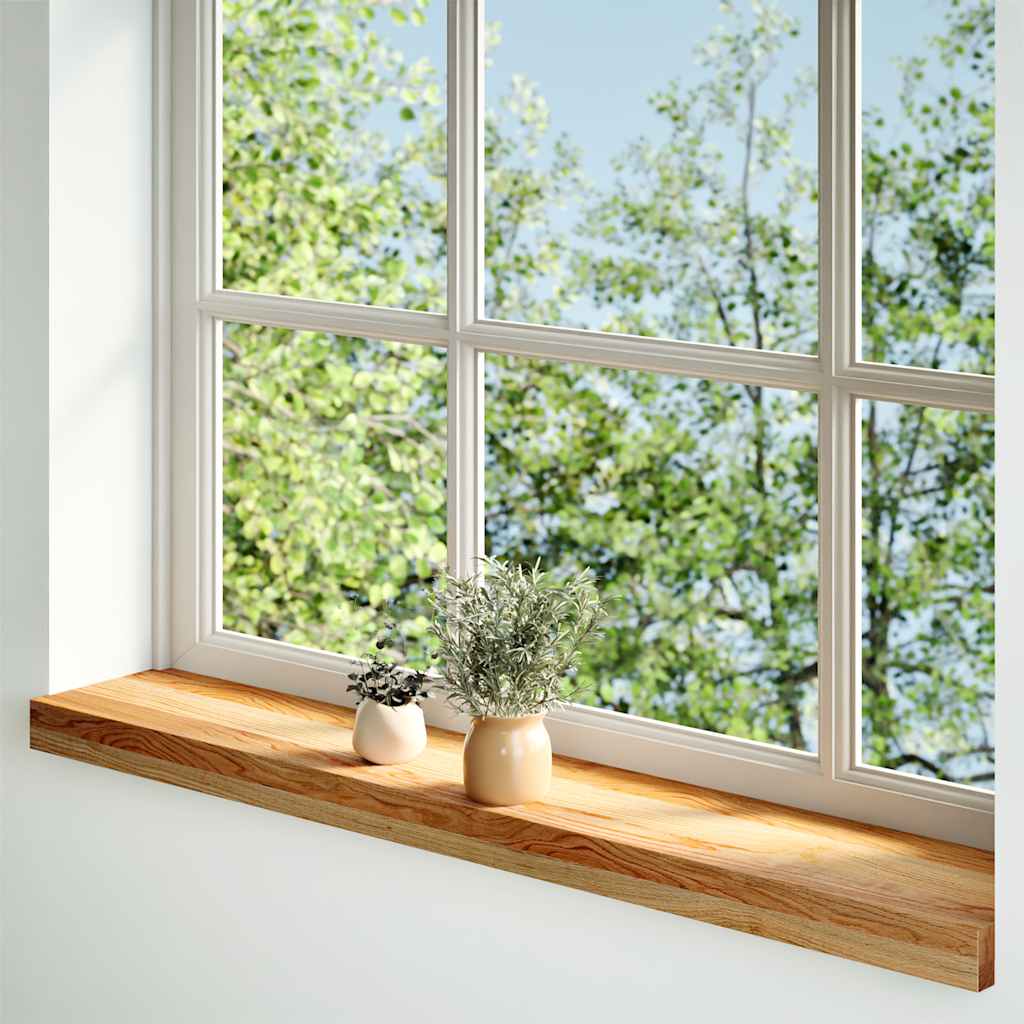 Pack 2 uds alféizares de ventana | repisa de ventana madera maciza roble marrón claro cfw58830