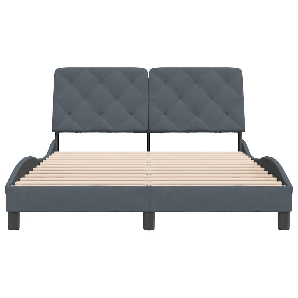 Cadre de lit sans matelas gris foncé 140 x 200 cm velours - 5