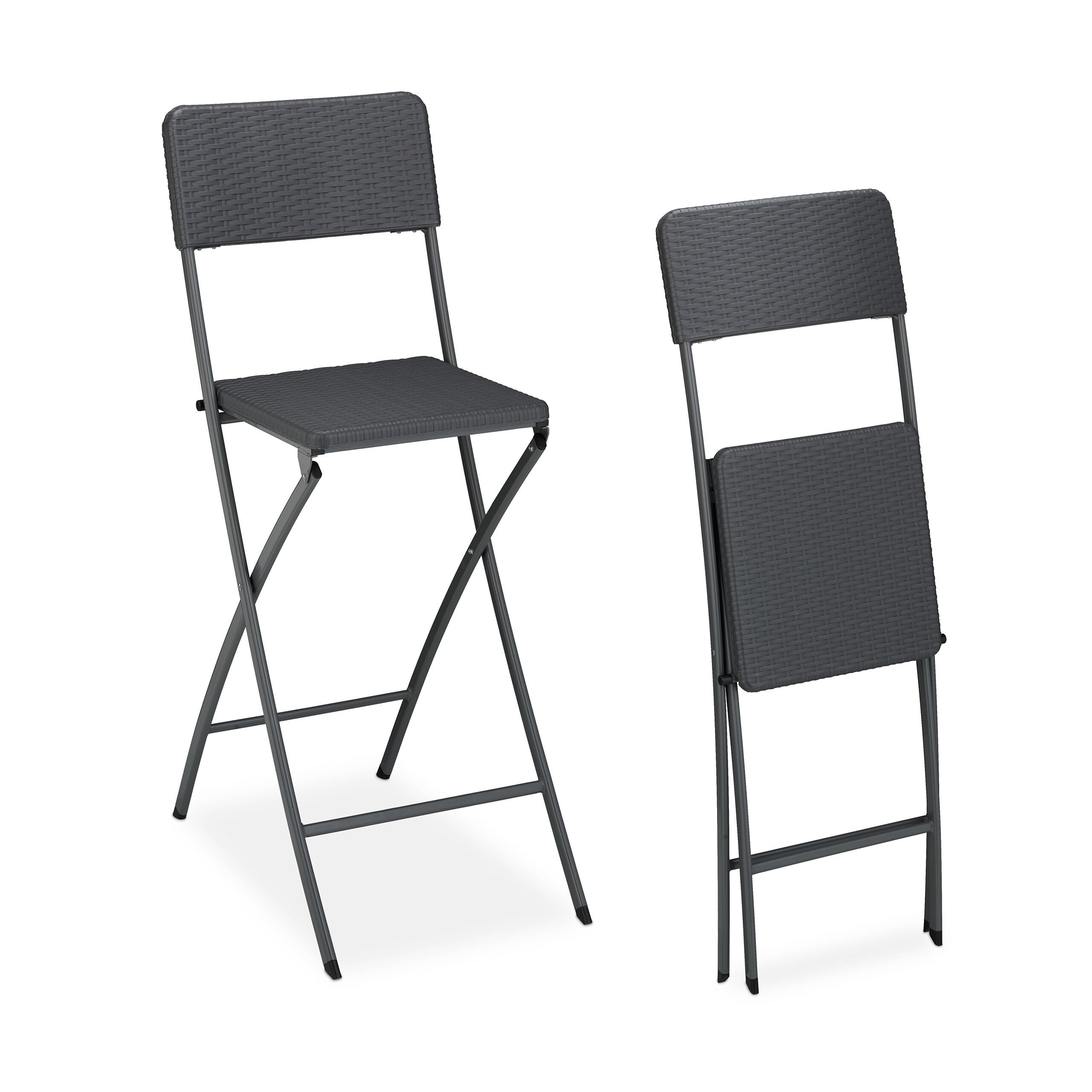 Sgabello Da Bar Pieghevole Spetebo - Portata 100 Kg, Seduta Plastica Bianca, Altezza 70 Cm - Foto 6