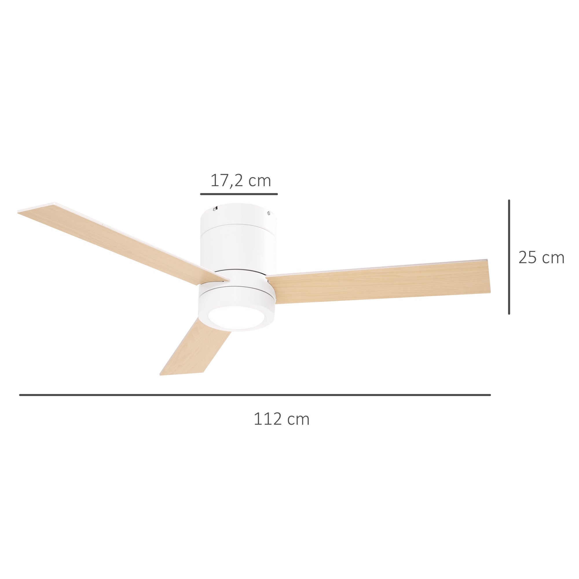 Ventoinha de Teto HOMCOM Branco Metal, MDF e Vidro Ø112x25cm - 3