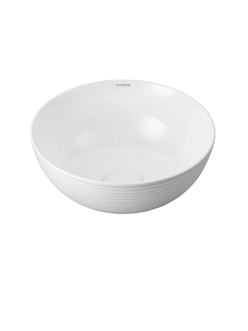 Umywalka nablatowa Uptrend CLEO M biały połysk, z ozdobną fakturą strukturalną 1 szt.