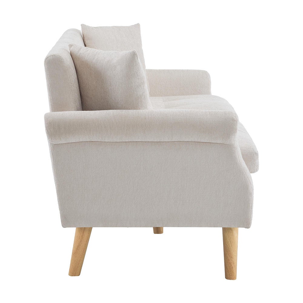 Canape droit canapé deux places avec coussins épais adapté à un salon une chambre un appartement chenille Beige - 5