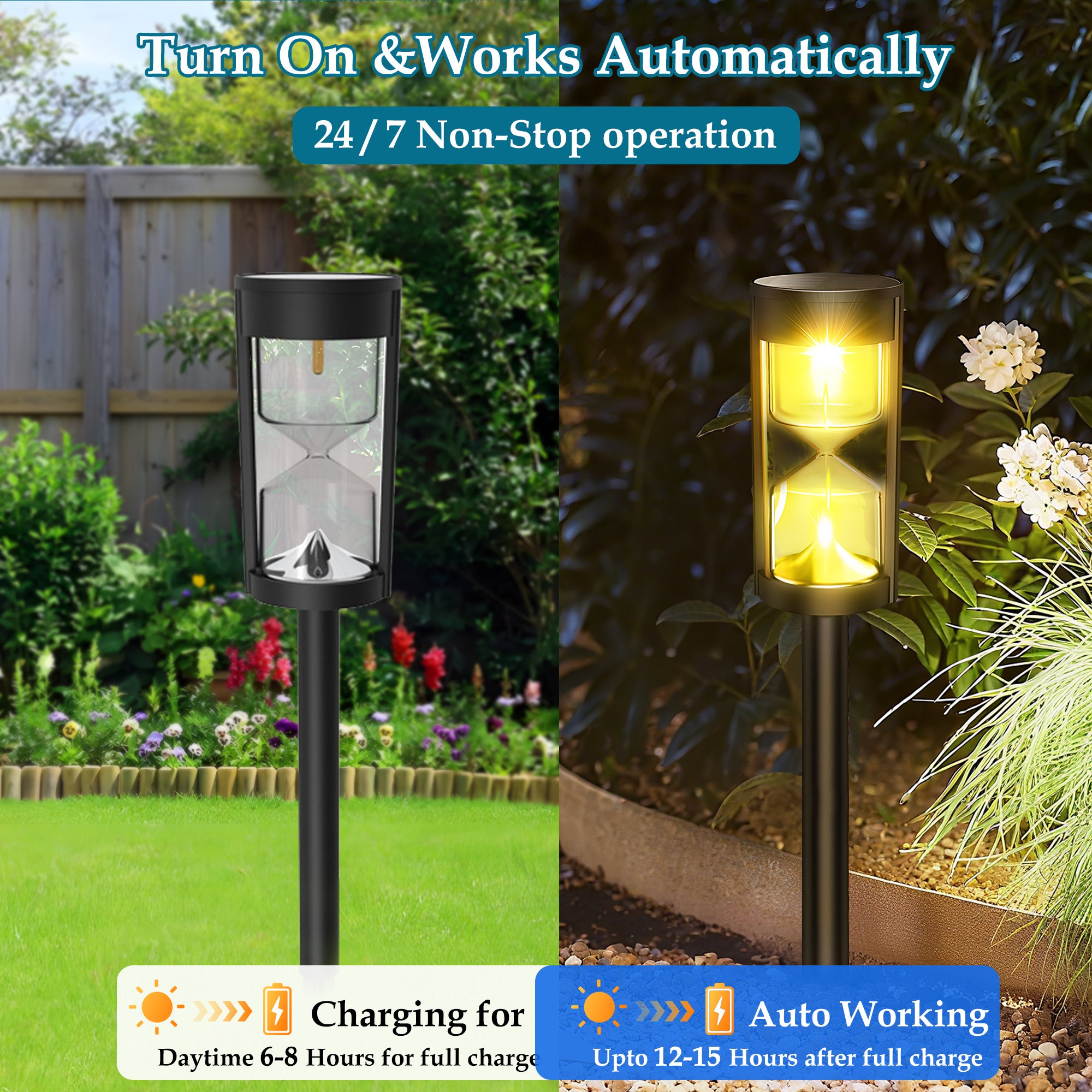 LUXEN Luces De Camino Solares Para Exterior, 3000k Impermeables, Luces De Acera Solares Luz De Paisaje Para Sendero Entrada De Auto Patio Jardín - 4