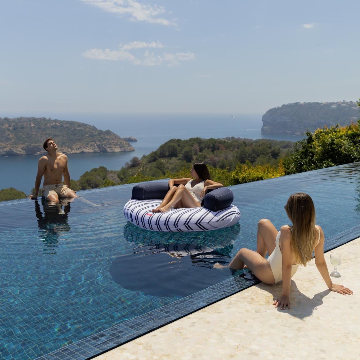 Flamingueo Colchão de Piscina Espreguiçadeira Insuflável PVC Azul - 5