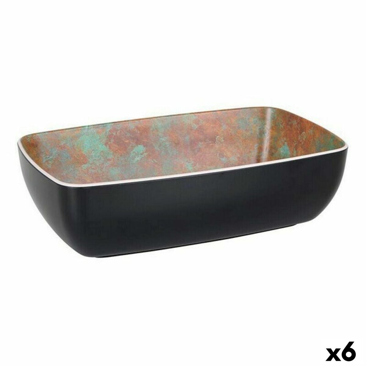 APS GN 1/4 Bandeja Asia Plus De Melamina – 26.5 X 16.2 X 3 Cm, Interior Rojo Brillante Y Exterior Negro Mate