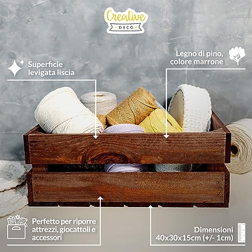 Creative Deco Caisse en Bois Wengé | 40 x 30 x 15 cm | Caisse Rangement Bois | Caisse en Bois Vintage | Cagette en Bois | Caisse en Bois Rangement - 7