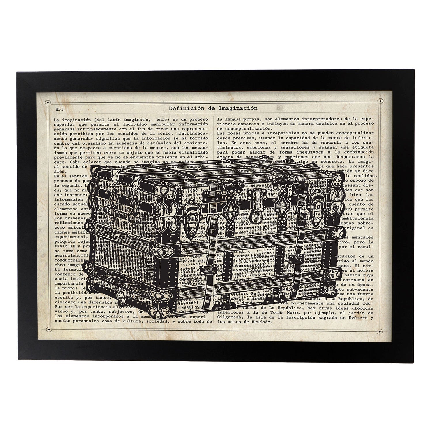 Affiches D'objets Vintage Lame A Vérifié En Europe Avec Des Images D'objets Et D'instruments Vintage Avec Des Définitions En Espagnol Châssis Blanc A3 - 2