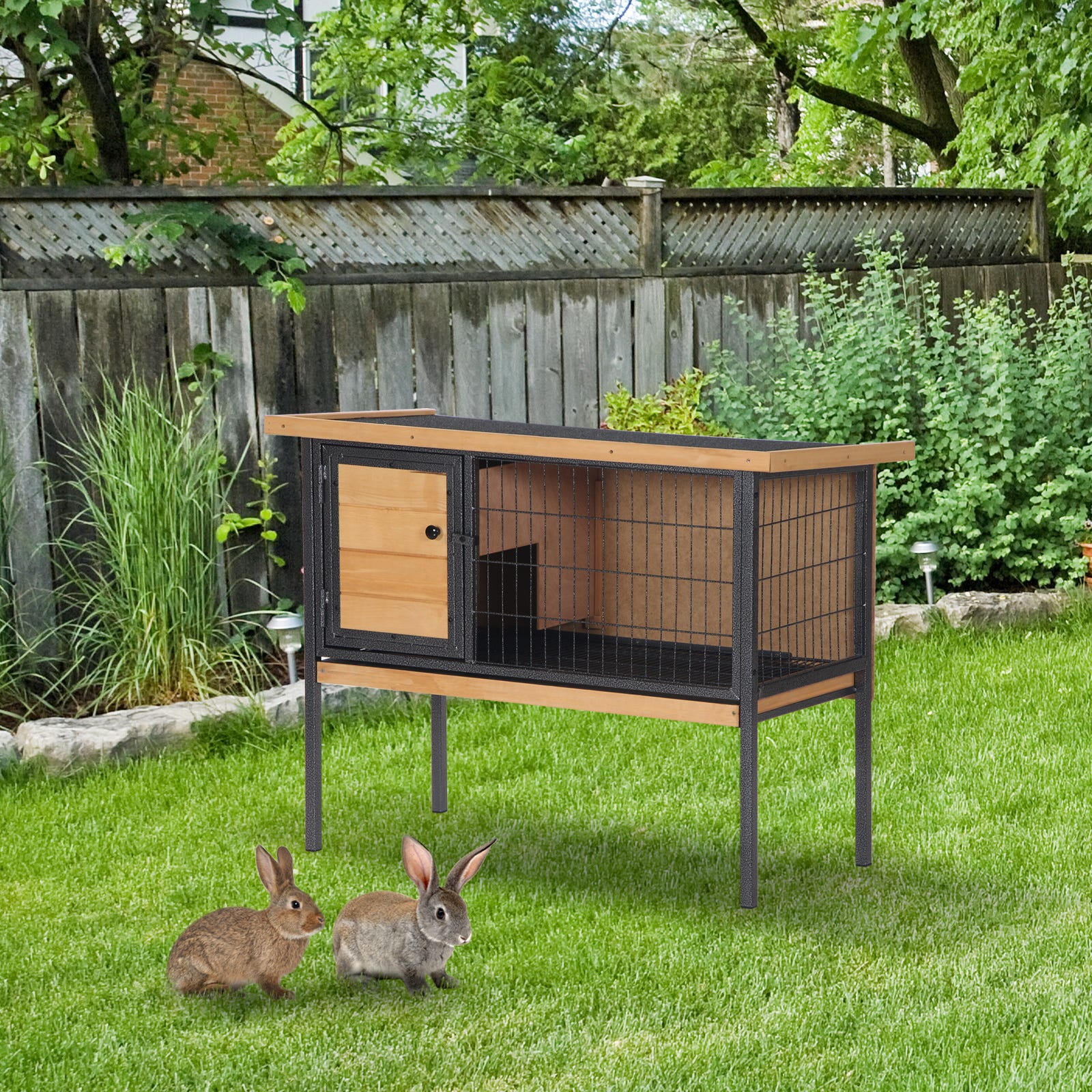 Liste Animaux Rongeurs Cage à lapins en bois sur pieds 91,5 x 45 x 70 cm avec toit ouvrable ...